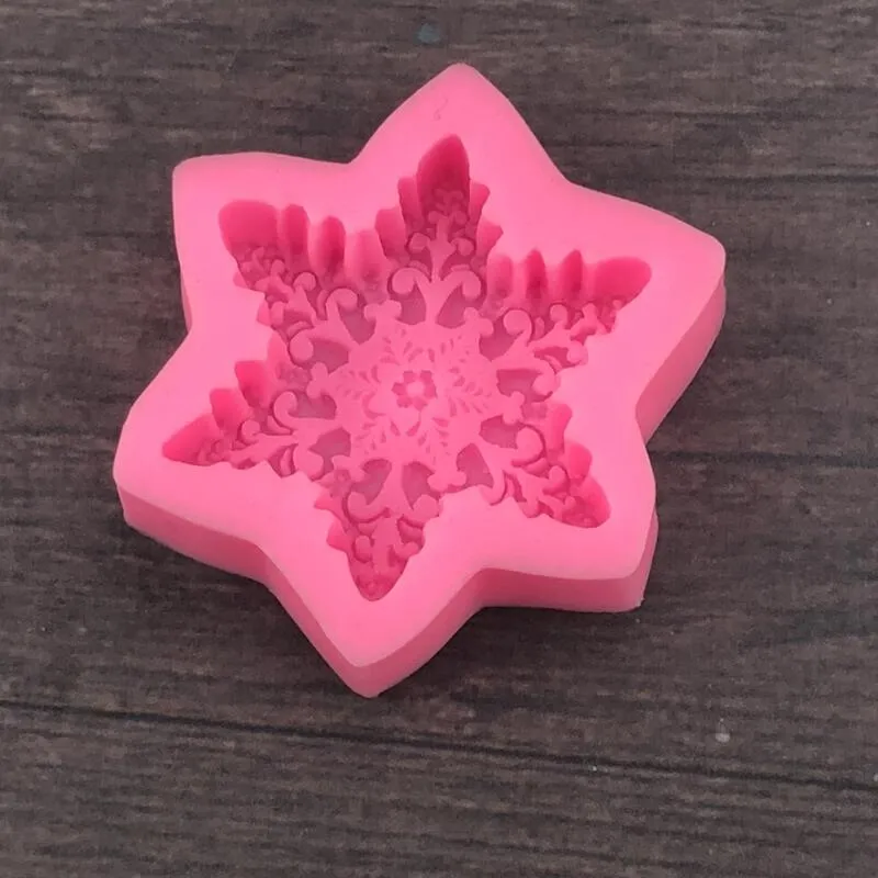 Kształt Snowflake Silikonowe Czekoladowe Cukierki Mold Cartoon Postać / Ciasto Narzędzia Soap Mold Cukier Craft Cake Decoration LX2932