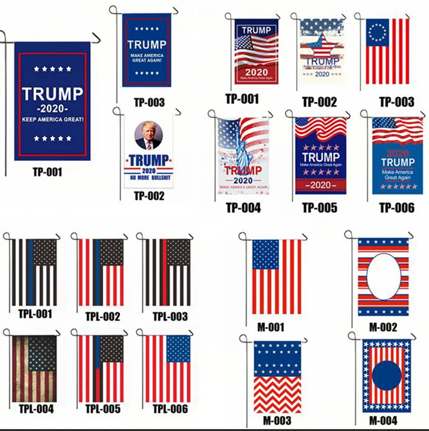 Трамп Флаг 30 * 45 см Президент Садовые флаги Хранить Америку Великие Баннеры Односторонние Избранные Избранные Избранные Отечественные Украшения Bifen Banner GGA3686