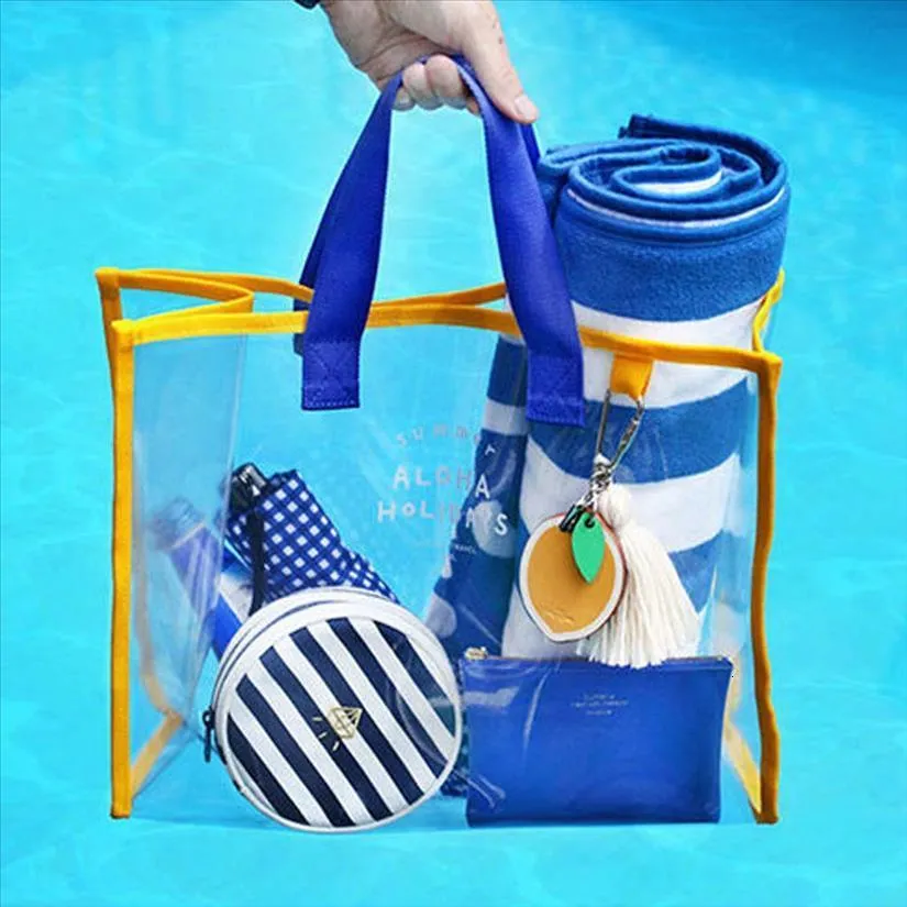 New-New Summer Transparent PVC Swimming Bag Fashion Outdoor Travel Beach Climbing Handbag YY