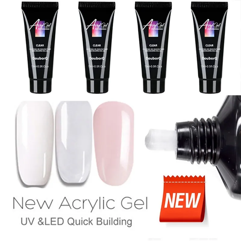 Lujo- 15ml Poly Gel Dedo Extensión Cristal Jelly Nail Gel Camuflaje UV LED Hard Acrylic Builder Nail Art Products