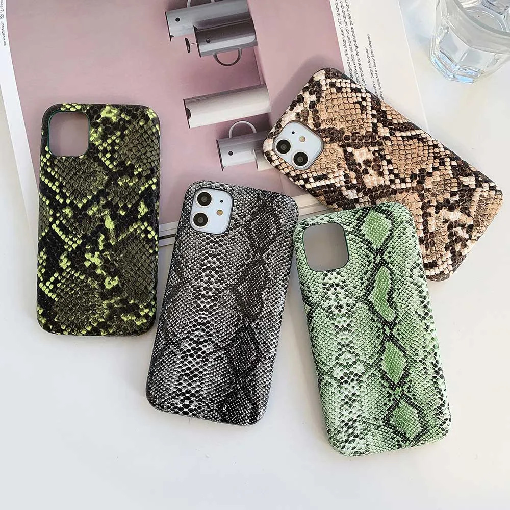 For iPhone 11 Pro Max Xs Fashion Snake Skin Back Cover Case For iPhone XR Xs Max X 6 6s 7 8 Plus PU leather Phone Cases Capa