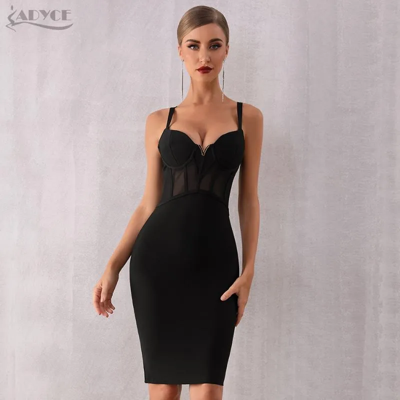 Casual Jurken Adyce 2021 Zomer Kant Bandage Jurk Dames Vestidos Sexy Spaghetti Strap Black Bodycon Club Elegante Celebrity Party