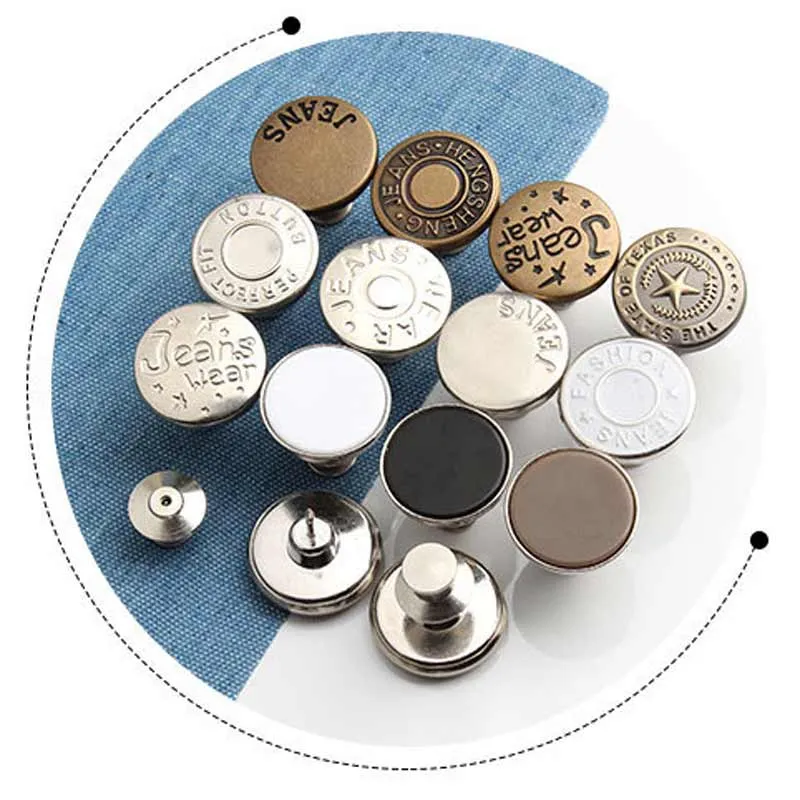 Metal Jeans Buttons Clothing Accessories Sewing Fastener DIY Retractable Adjustable Detachable Concave Alloy Waist Buttons VT1482