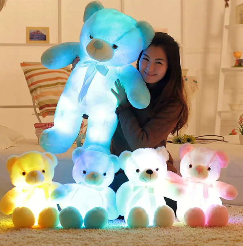 LED Beren Knuffels Leuke Glow Bear Knuffels Creatief Kleurrijk Knuffels Kawaii Oplichtende Dieren Pop Kinderen Kerst Speelgoed KKA8051