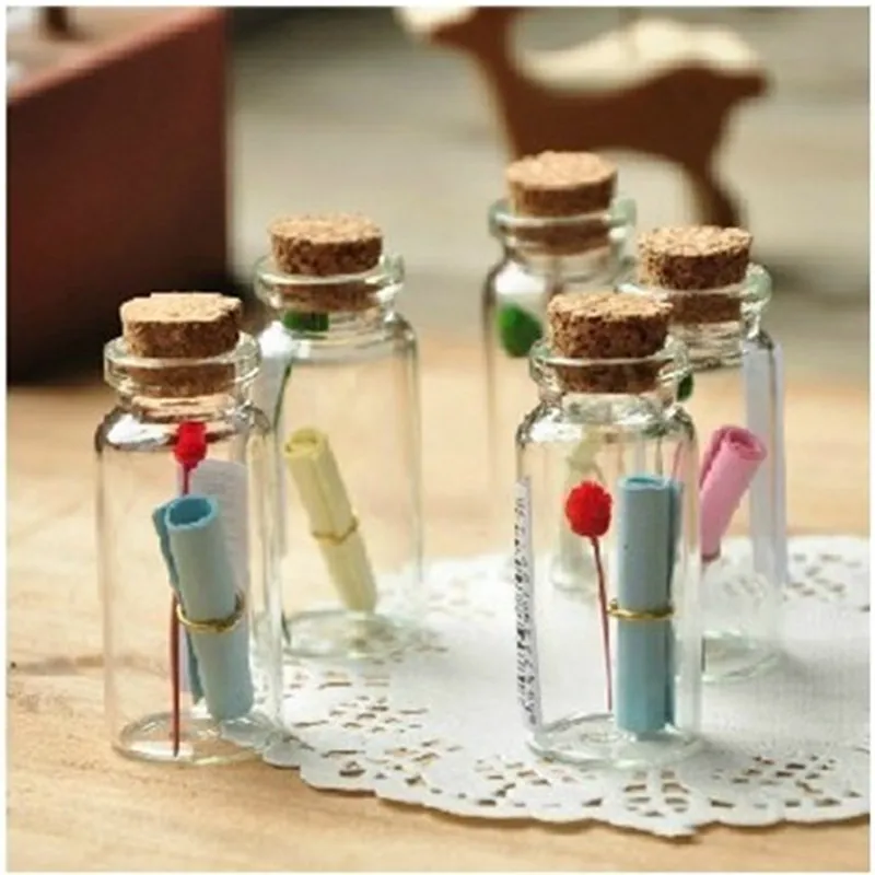 50Pcs 0.5ml Cute Mini Small Tiny Empty Clear Empty Wishing Vials with Cork Glass Bottles Jars Containers