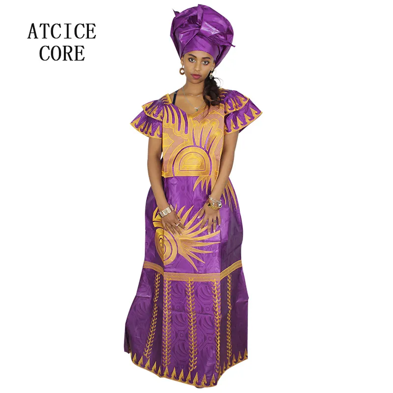 Afrikanska etniska kläder Kvinnaklänningar Bazin Riche broderad designklänning Long2508