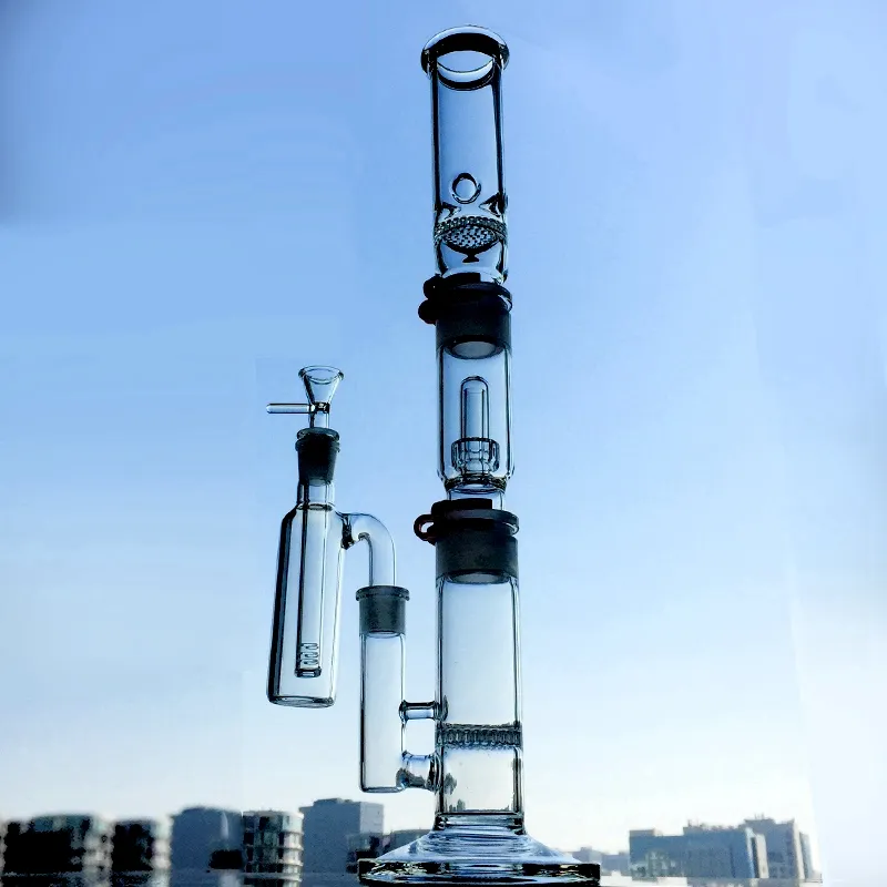 3 Chambers Straight Perc Oil Dab Rigs Disc Perc Build A Bong Water Pipes With Dome Showerhead Ice Pinch Ash Catcher