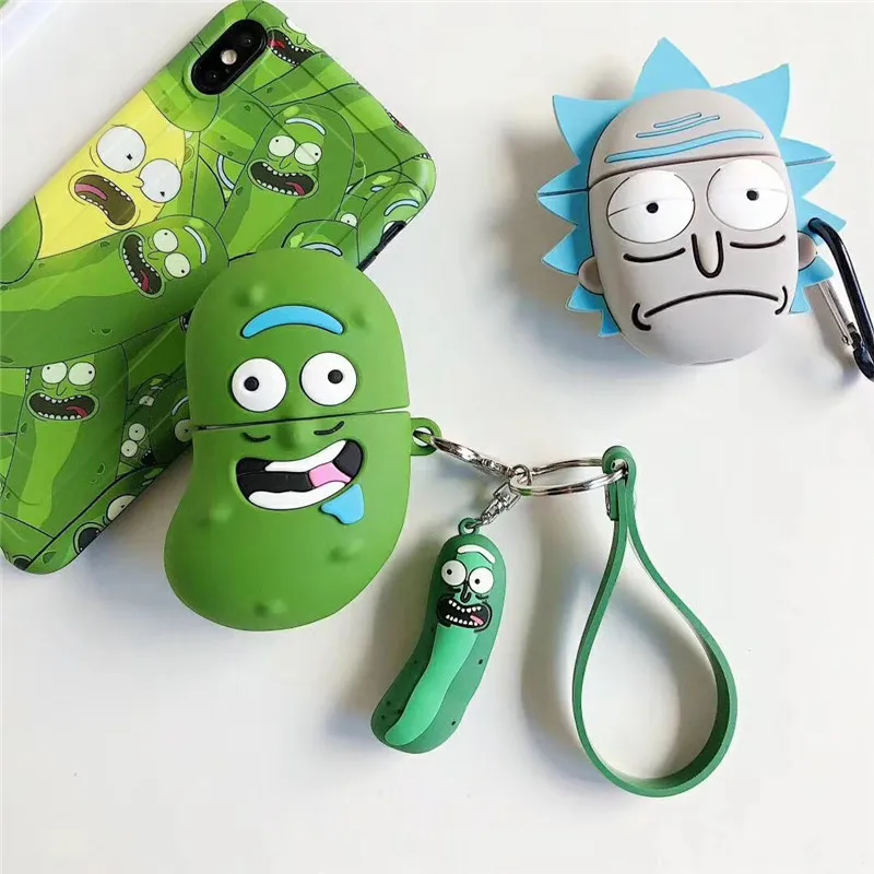 Mode Airpods Case Creative Cartoon Funny Gurka trådlöst Bluetooth Silikon Skyddskåpa Anti-Fall Shell AirPods 1 / 2Case