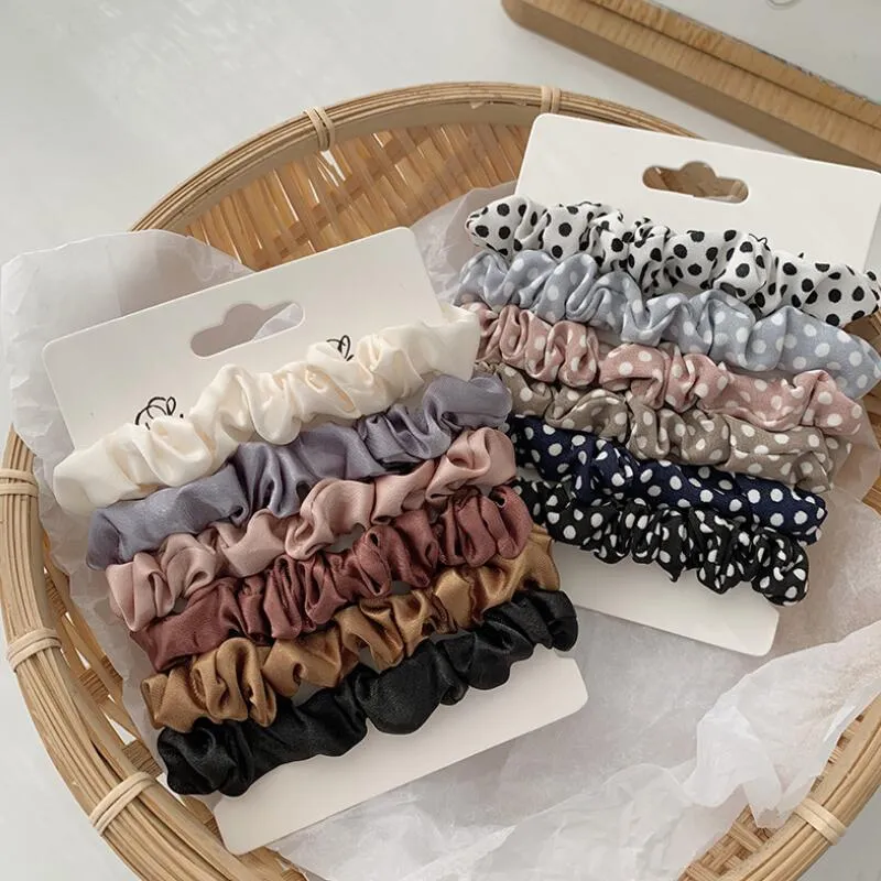 Scrunchie hairbands الشعر التعادل المرأة ل اكسسوارات للشعر الساتان scrunchies تمتد ذيل حصان حامل اليدوية هدية heandband حزب favor LX3350