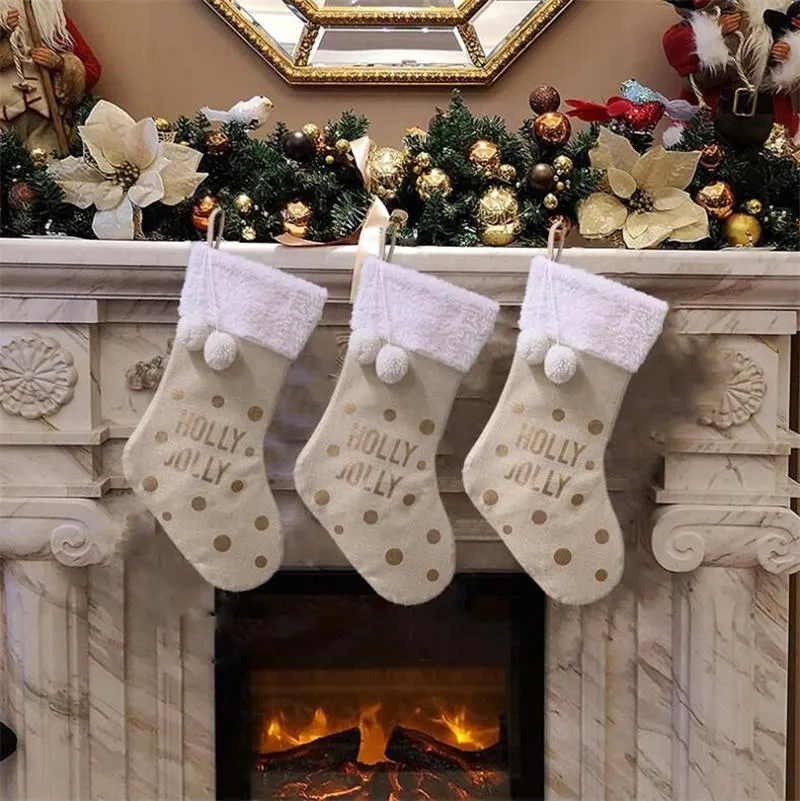 Рождественские носки украшения чулок Ткань Санта для рождественских украшений деревьев подарок конфеты для детей