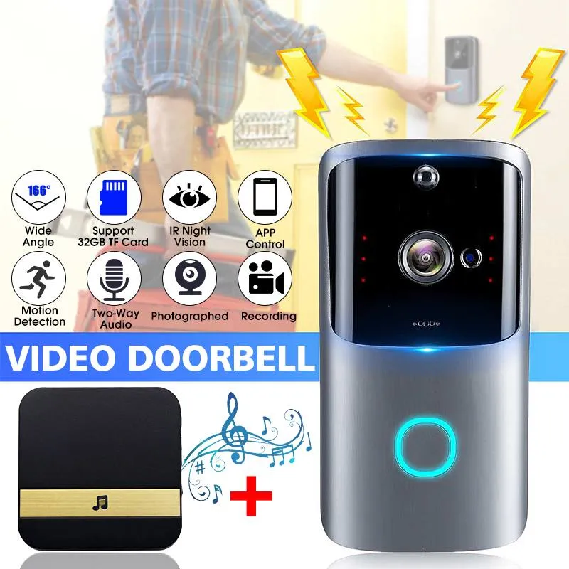 1080P inteligente WiFi Vídeo Doorbell Camera Visual Intercom Night Vision IP Campainhas Wireless Home Security Camera Com Chime