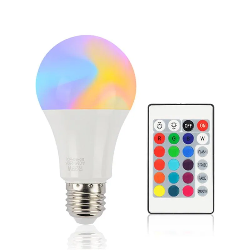 Dimmable Светодиодные лампы 10W E27 Светодиодная лампа Hight Яркость 980LM Белый RGB Шарик 220 270 Угол с дистанционным управлением