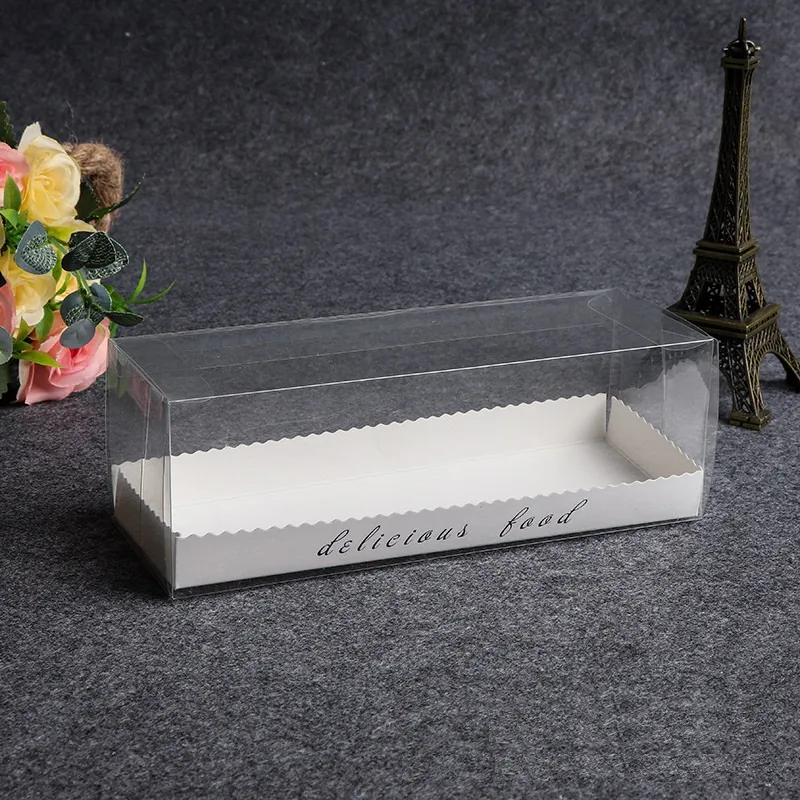 Portable Transparent Clear Plastic Swiss Roll Cake Roll Box Baking Packing Boxes Dessert Cookies Boxes WB2557