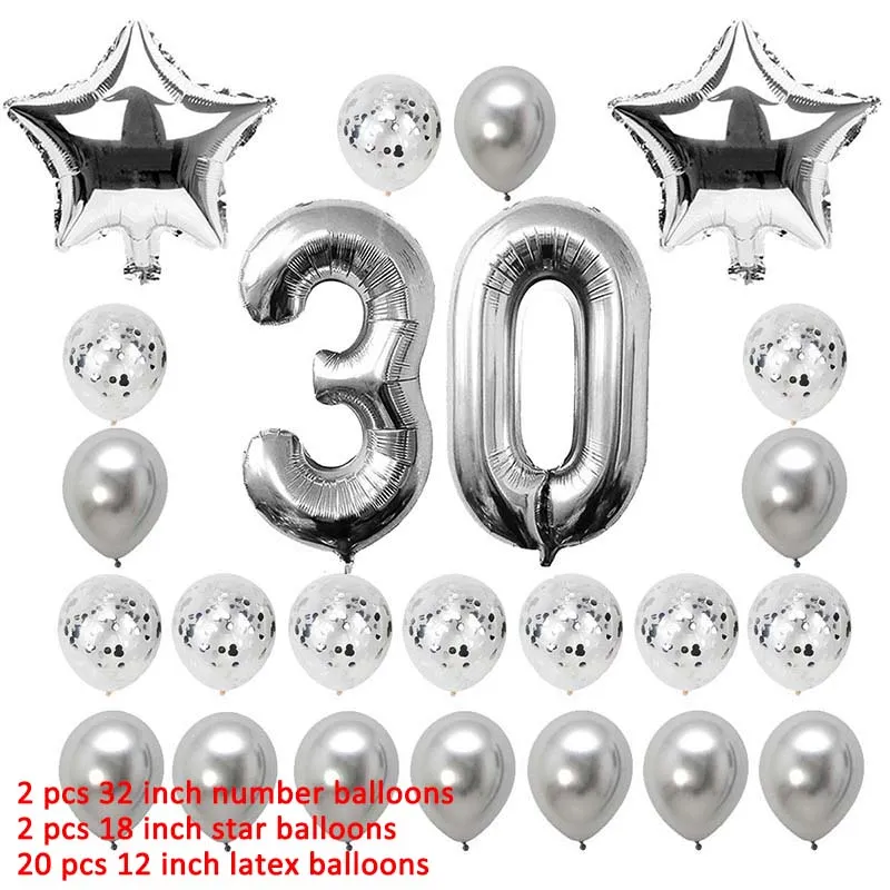 Numero 30 Foil Palloncini 30 ° Buon Compleanno 30 Anni Uomo Donna