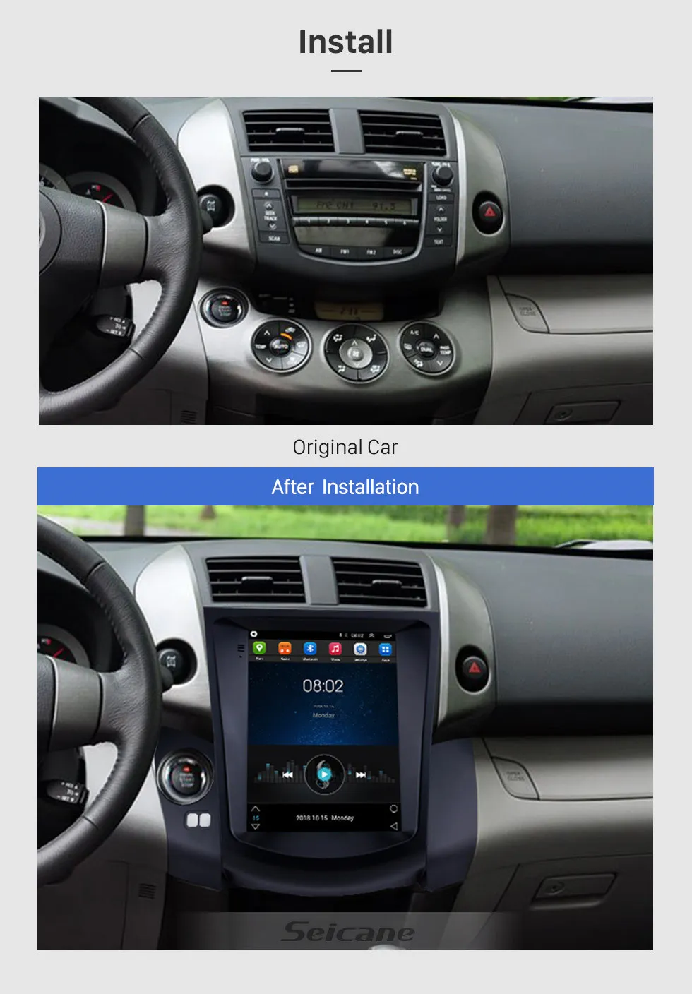 Android 9.1 9.7 inch GPS Navigation Car Radio for 2008 2009 2010 2011  RAV4 Bluetooth AUX WIFI support 4G