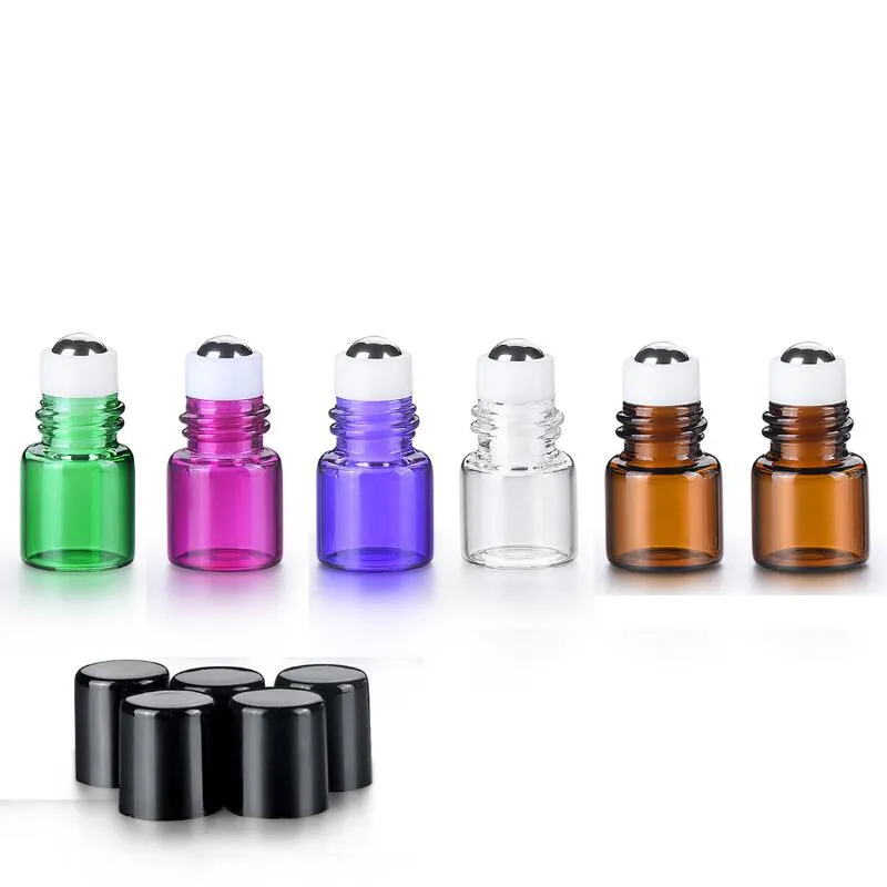 Wholesale 1ml 2ml Metal Roller Bottles For  Oils Mini Glass Roll On Bottles With Black Lid LX2878