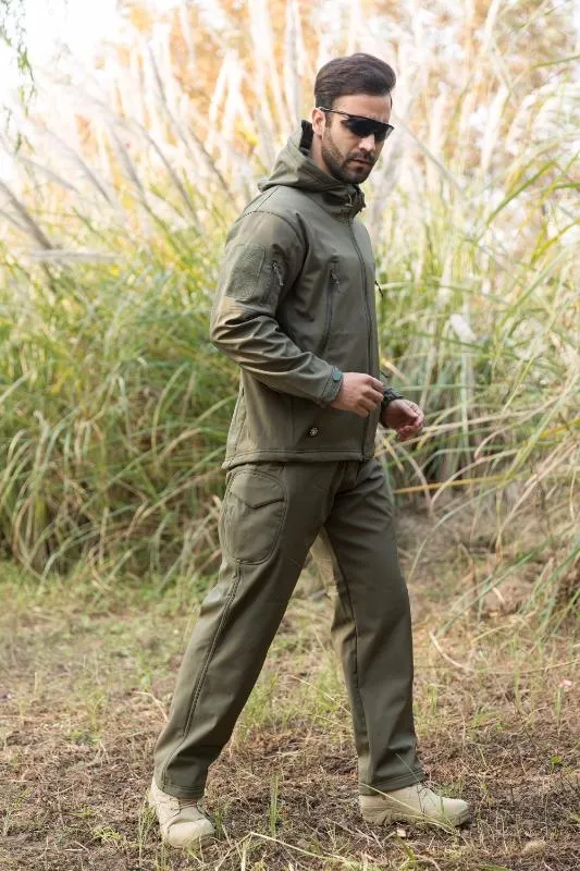Camouflage suit jacket pants Set men Sharkskin outdoor hunting Ghillie suit  sniper camo camping waterproof soft fleece jacket1