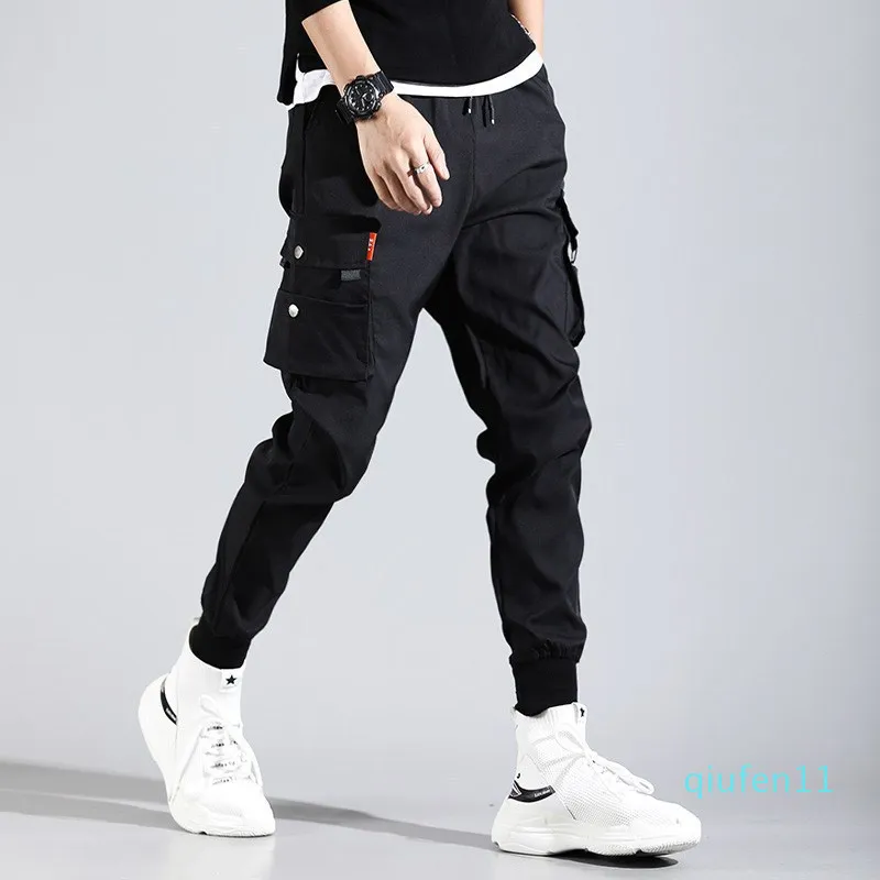 Sıcak Satış-Hip Hop Erkekler Pantalones Hombre Yüksek Street Kpop Rahat Kargo Pantolon Birçok Cepler ile Joggers Modis Streetwear Pantolon Harajuku