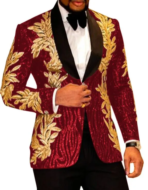 Newest Black Black Two Piece Suit With Gold Embroidery For