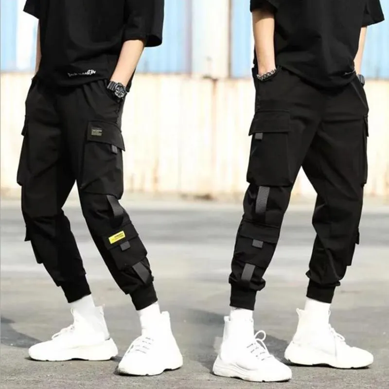 Men's Pants Mens Cargo Casual Men Breathable Ankle Tie Pocket Drawstring Ninth Trousers Style