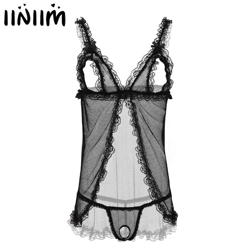Bras Sets Mens Sissy Sheer Fishnet Lace Sexy Lingerie Mini Open Cup Bra  Babydoll Dress+G String Thong Underwear Erotic Lenceria Nightwear From  Manilabest, $20.98