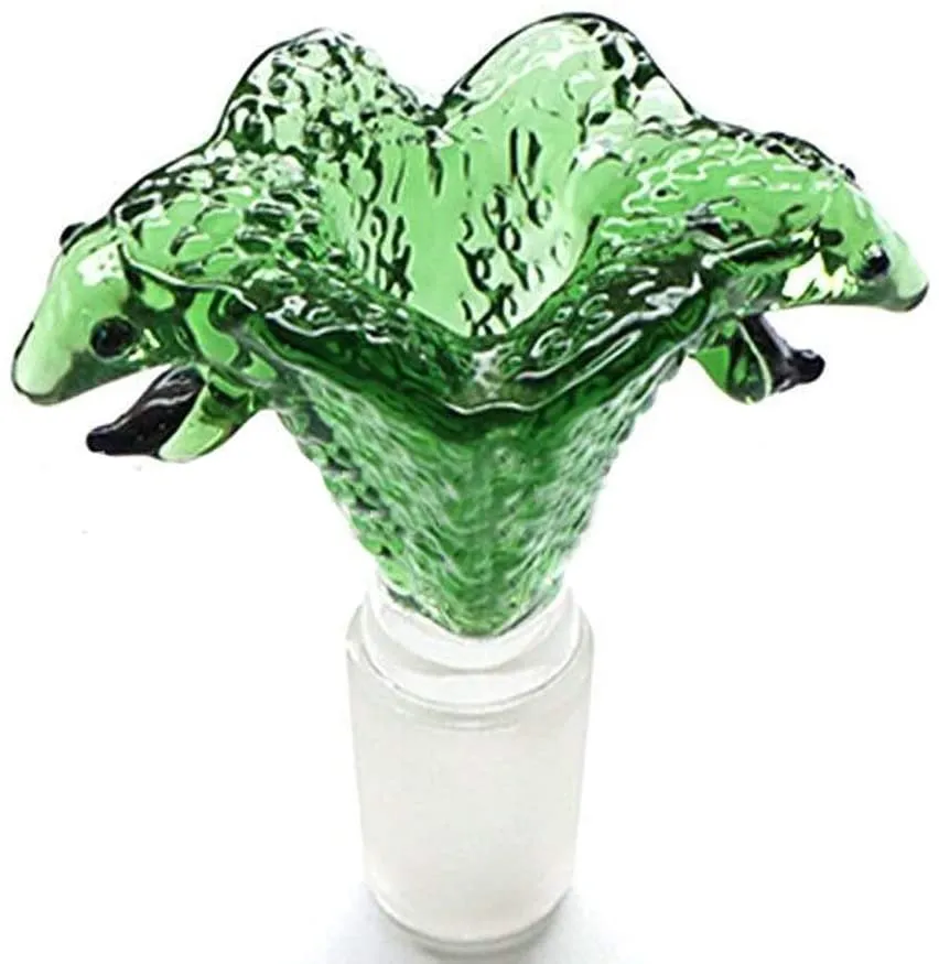 Bols en verre Style de serpent à deux têtes Couleur verte 14mm 18mm bol Pièce de bol mâle pour tuyau de bongs d'eau en verre fabriqué sur commande OEM