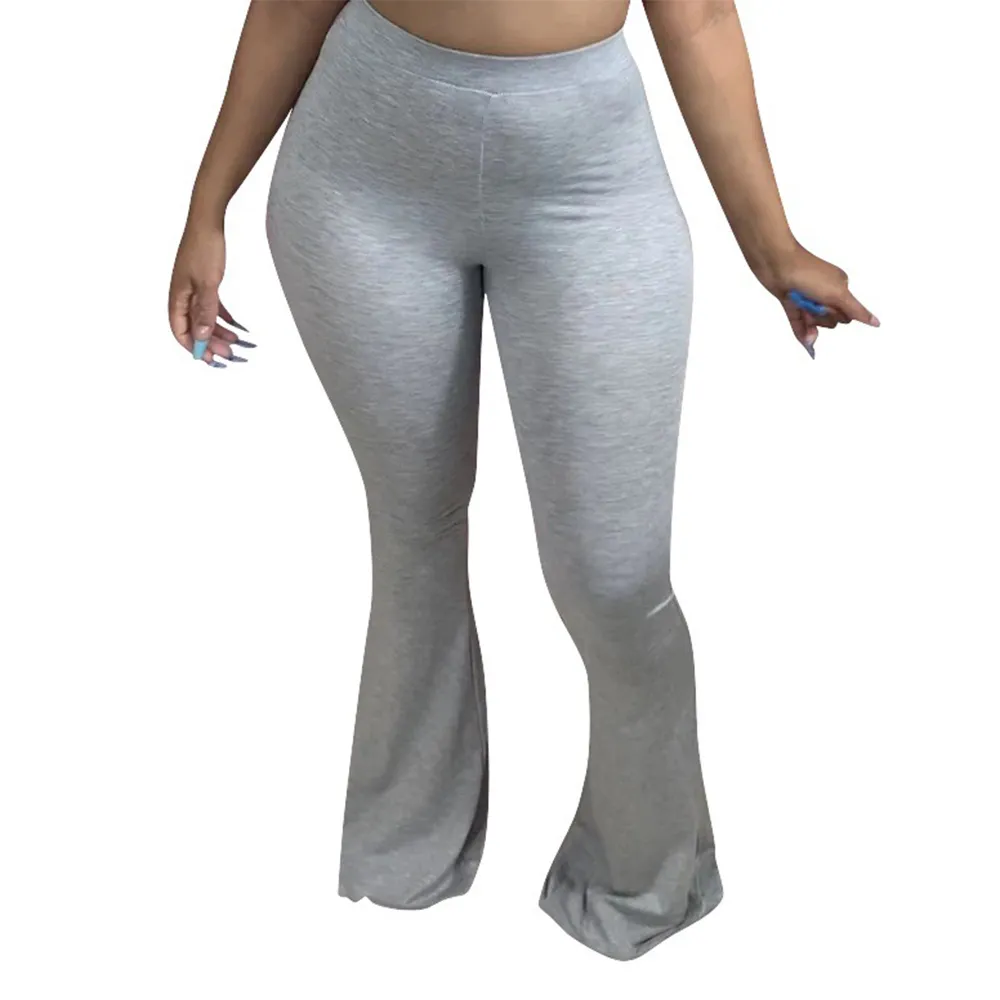 Womens Flare Leggings High Waisted Sweatpants Bell Bottoms Bootcut Yoga  Pants Solid Light Grey L