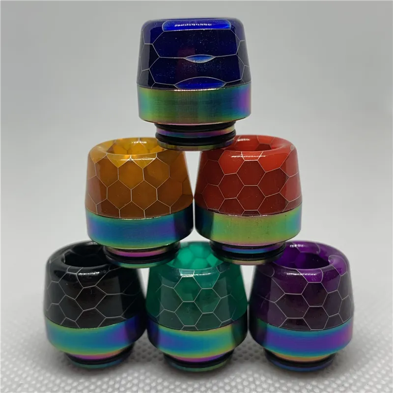 810 SS Rainbow + Snake Skin Epoxy Resin Drip Tips Tips Boquilla de la punta de la punta con el paquete de dulces para TFV8 TFV12 Cigarrillo electrónico