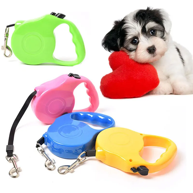 Corde de traction extensible pour animal de compagnie portable 3M / 5M Laisse de chien rétractable automatique Petits chiens de taille moyenne Laisses de plomb de marche 6 couleurs BH1543 TQQ