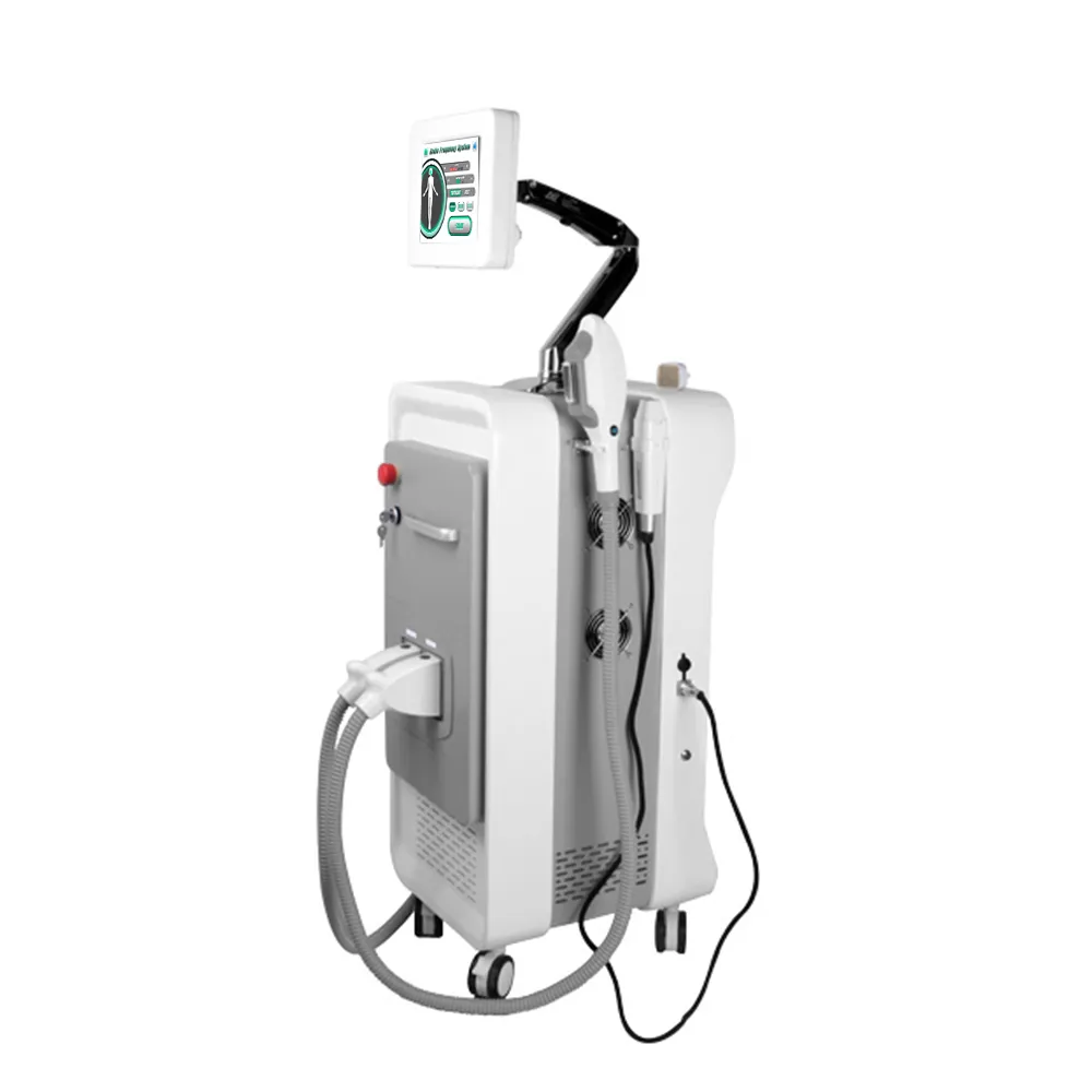 Multifunctionele schoonheidsapparatuur 3 op 1 Haarverwijdering Q geschakeld YAG Laser IPL ACNE Tattoo Removal Fractional RF Anti Wrinkle Apparaat