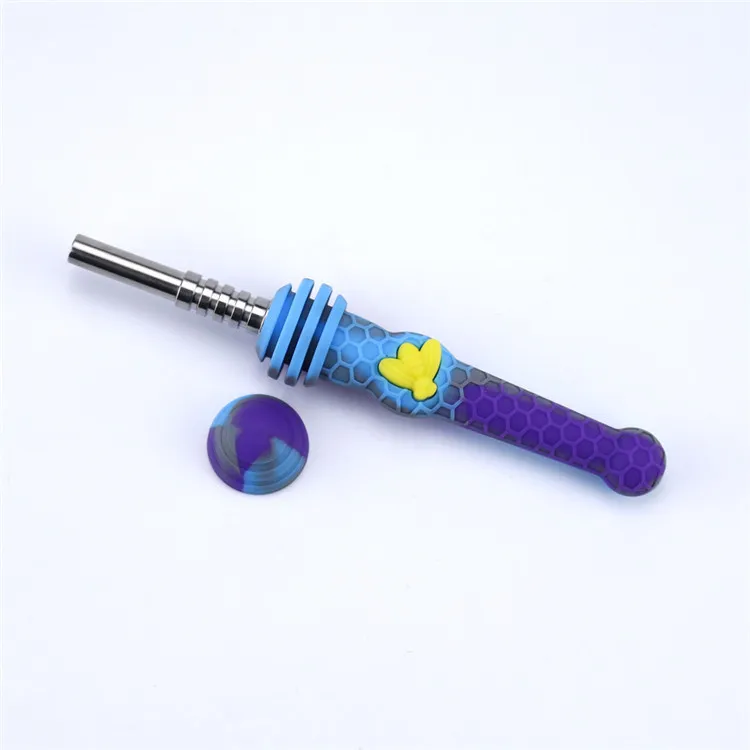 Luminous Bee Nectar Collector in stock silicon bongs portable Titanium Nail Pipes moking hookah