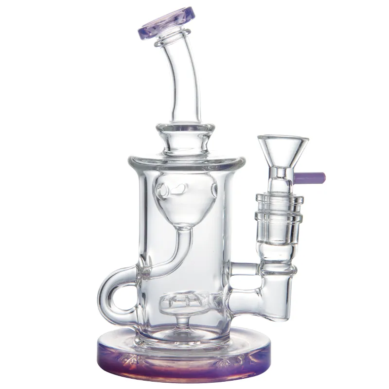 Klein Glass Bongs Recycler Rigs Bubbler 14mm Joint Verre Tuyaux D'eau Heady Verre Unique Huile Rigs Dab Rig Pomme De Douche Perc Bong XL-2071