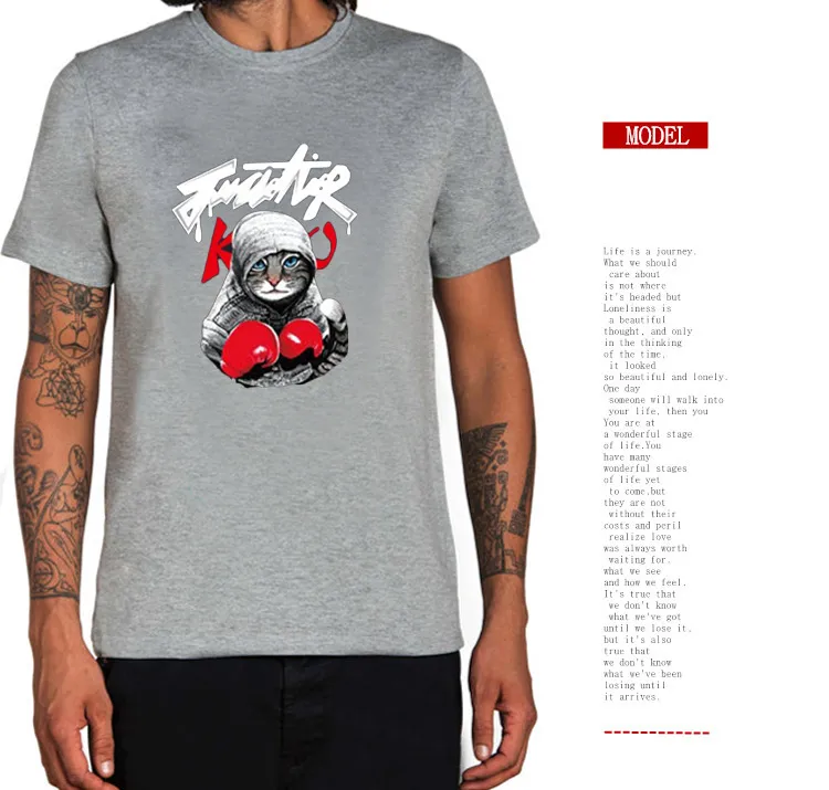 Hot Sale 2018 Ny ankomst Mens T Shirt Boxing Cat Cartoon T Shirt Sommar 3D Tryckt Kortärmad Tees 12 färger Unisex