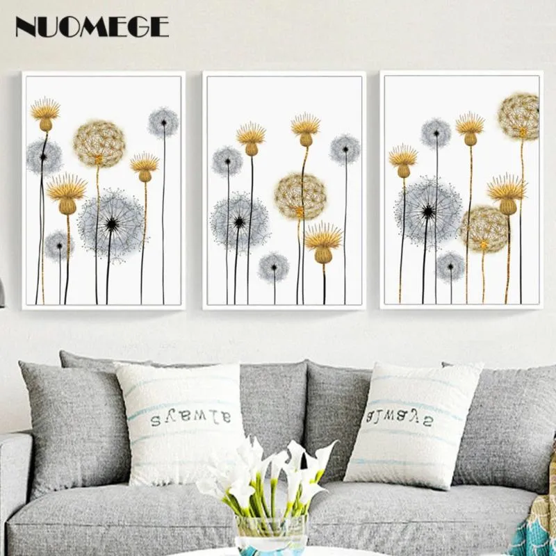 NUOMEGE NORDIC Abstract Abstract Dandelion Wall Art Picture for Home decoração de lindos pôsteres e impressões de lona de flores