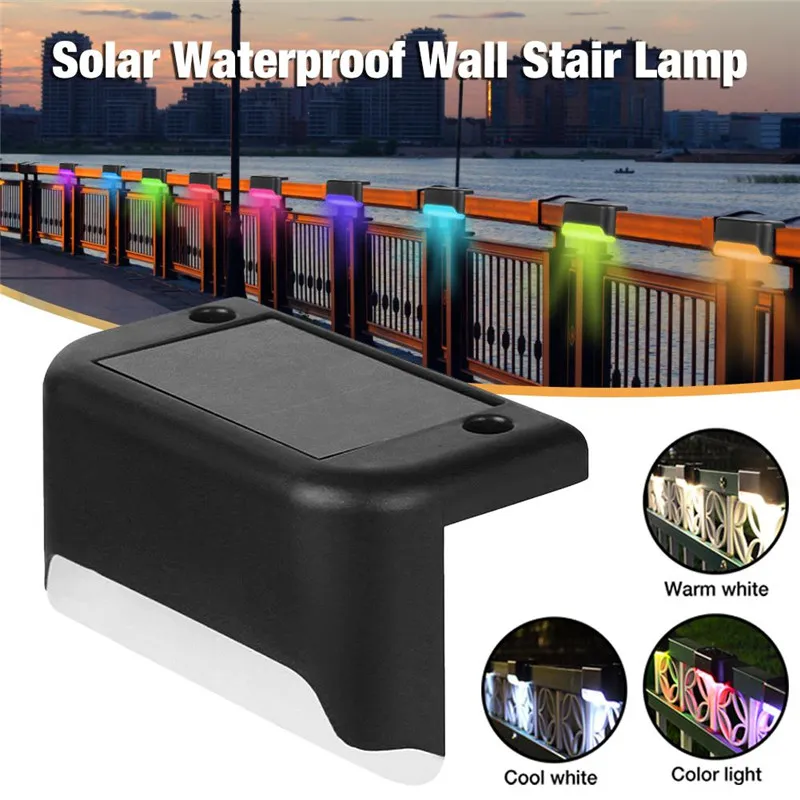 Solar Garden Lights Path Stair Outdoor Waterproof Wall Light Garden Landscape Step Deck Lights Balcony Fence Sunning Lamps