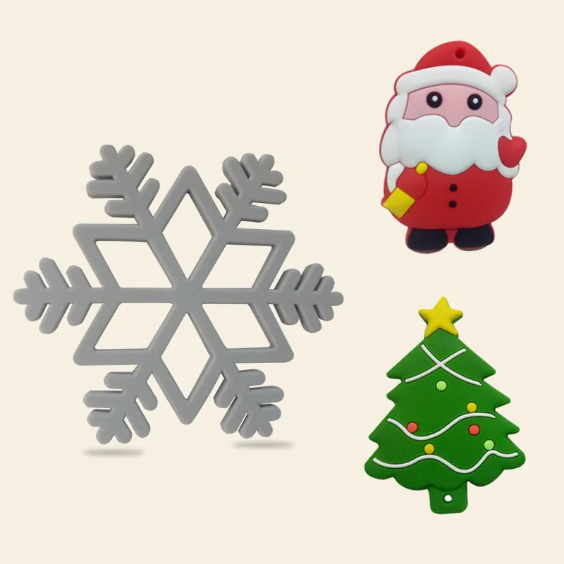 2020 Żywności Nowy Dziecko Teehing Choinka Święty Mikołaj Snowflake Silikon Baby Teether Toys Gift M2742