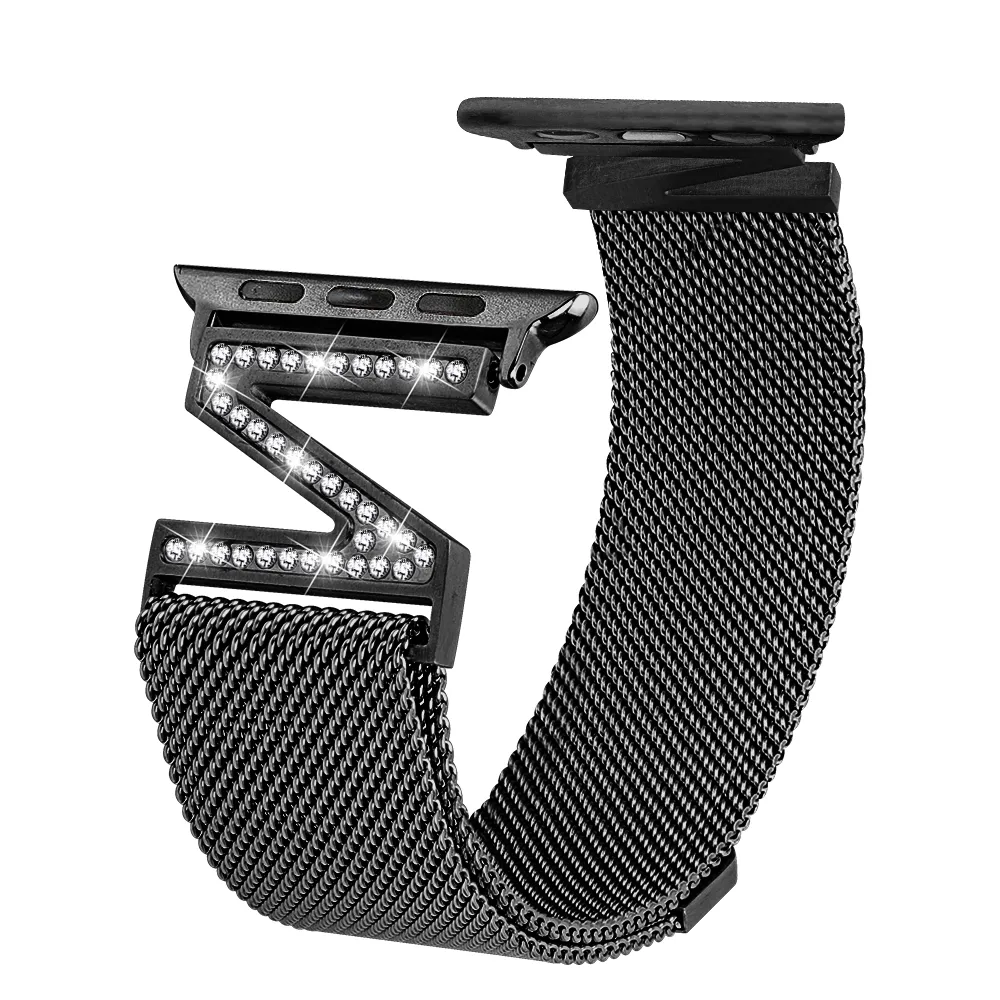 سوار سوار Milanese حلقة الماس لـ Apple Watch Band 49mm 45mm 41mm 44mm Iwatch Series Ultra 8/7/6