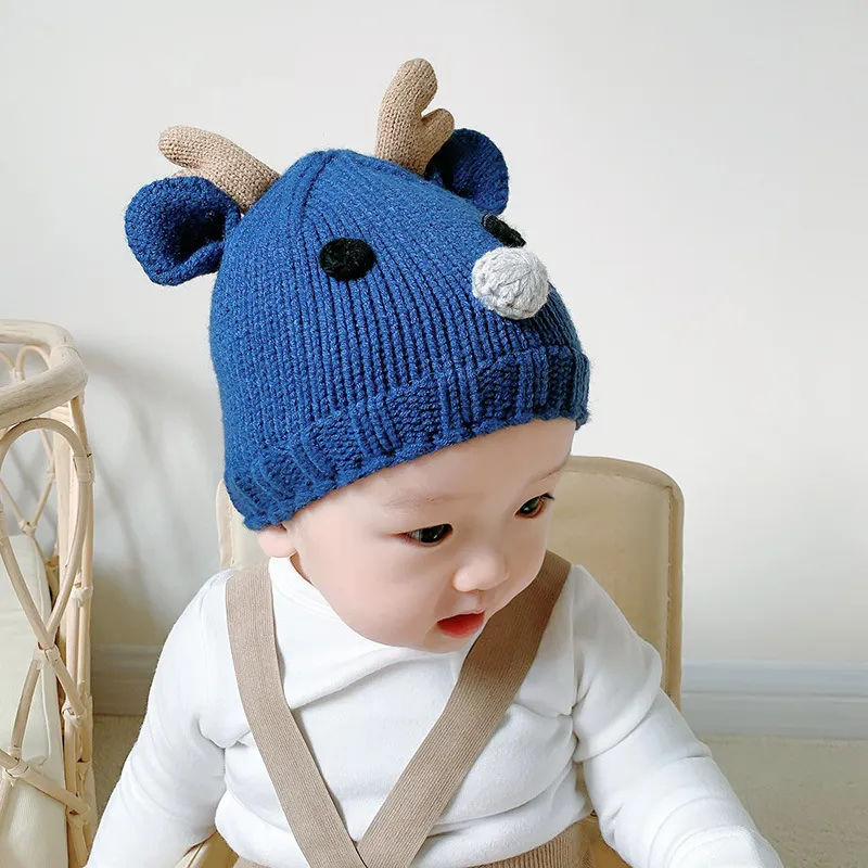 M268 Nieuwe Herfst Winter Baby Kinderen Gebreide Hoed Catoon Deer Caps Mutsen Jongens Meisjes Kinderen Gebreide GLB Warme Hoeden