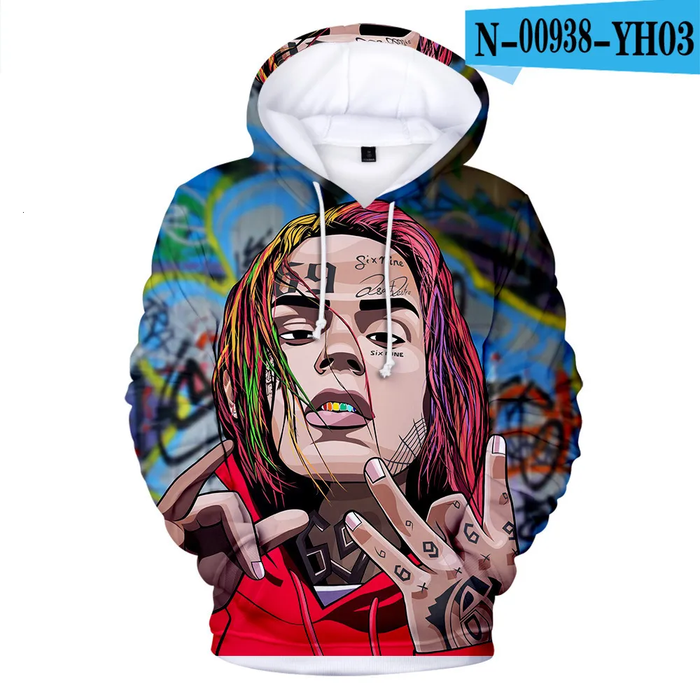New Tekashi69 6ix9ine 3D Print Hoodies Sweatshirts: Harajuku