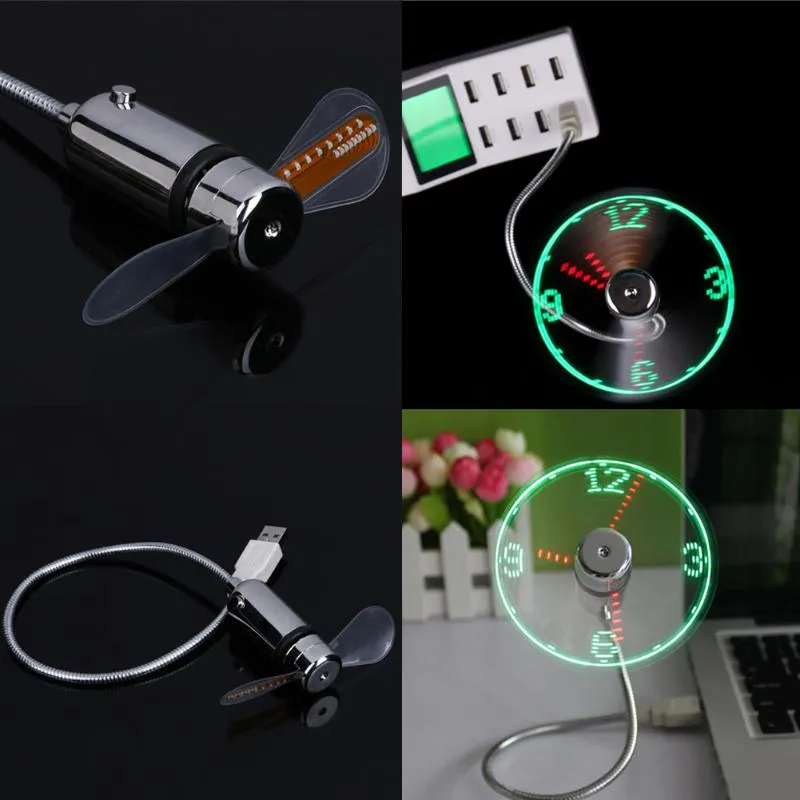 2222 g eAlta qualità Mini luce LED flessibile Durevole Gadget USB regolabile Ventilatore USB Orologio in tempo Orologio da tavolo Gadget fresco Displa in tempo reale