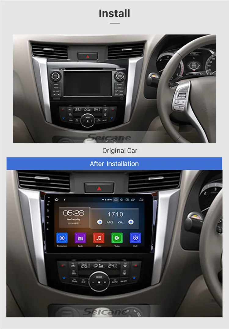 10.1" Touchscreen Android 9.0 Car Stereo GPS Navigation for 2011-2016 NISSAN NAVARA with Bluetooth USB WIFI support SWC 1080P