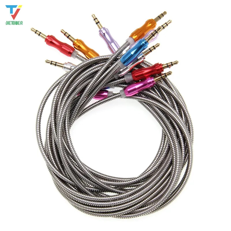 300pcs/lot aux cable cable speler 3.5mm jack sliver ring cable matel cable for car headphone adapter jack 3.5 mm speaker cable for mp3 mp3
