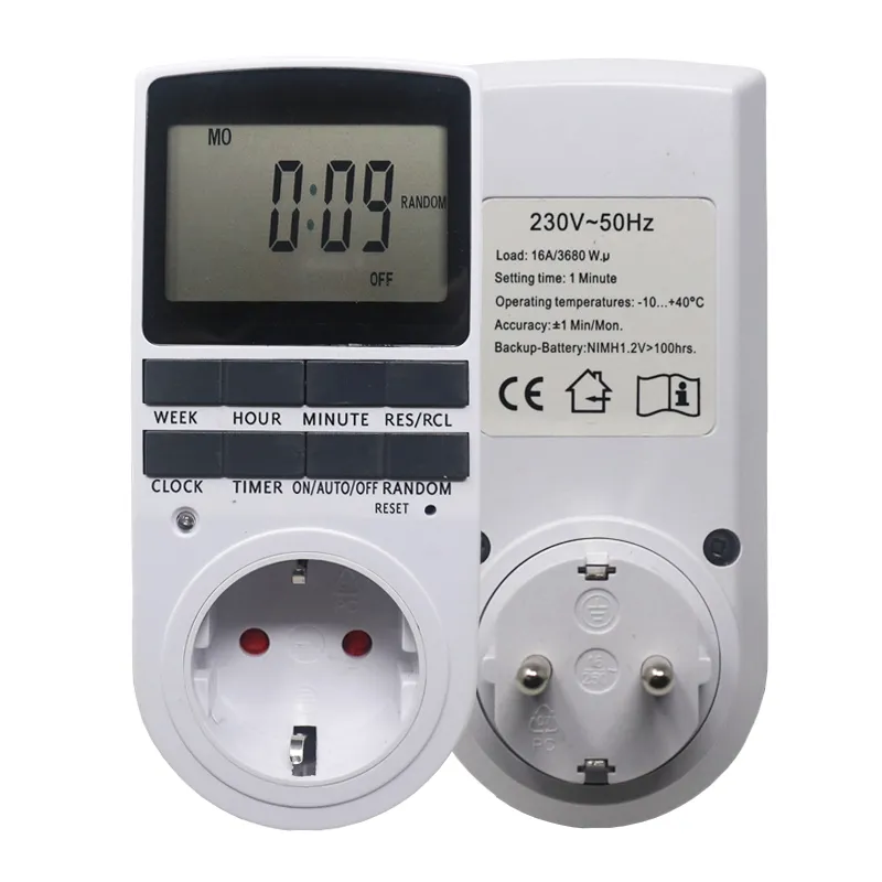 Elektronisk Digital Timer Switch EU FR BR Plug Kök Timer Outlet 230V 50Hz 7 Dag 12/24 timmar Programmerbar Timing Socket