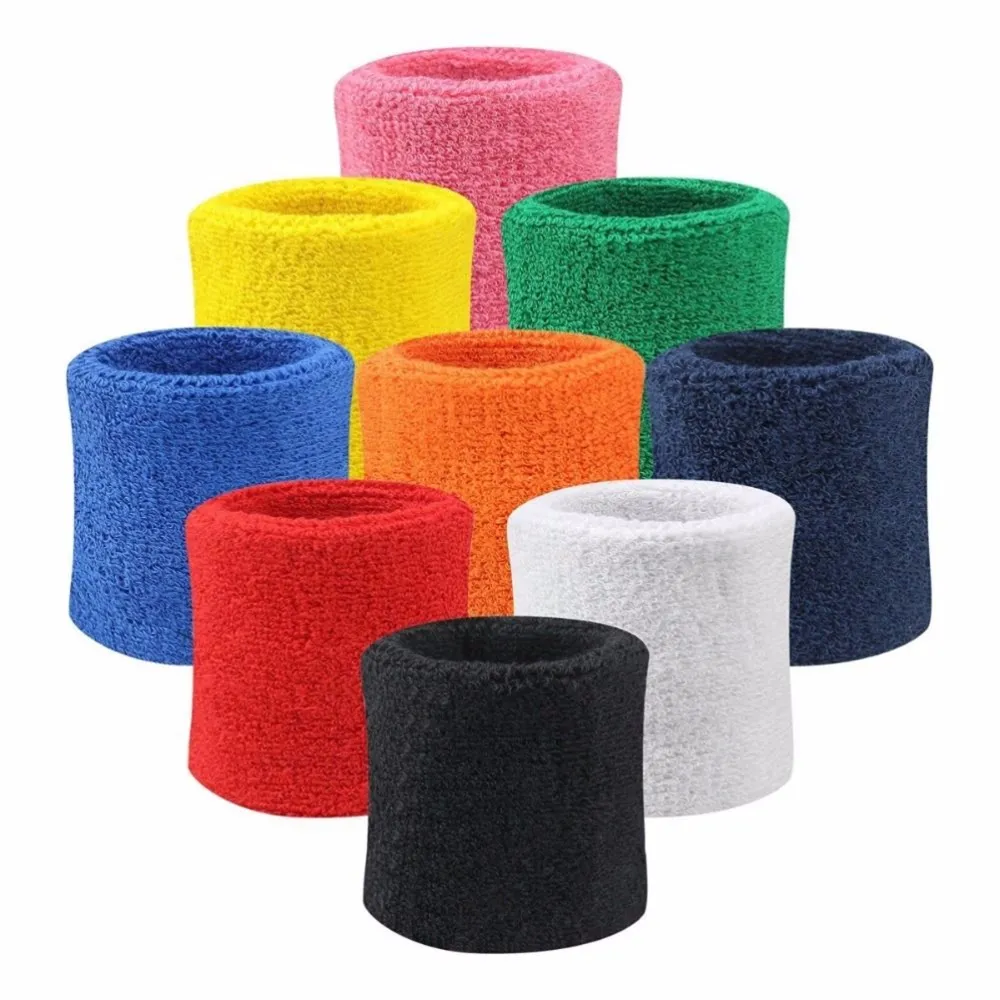 2 PCS Красочной Спорт Sweatband Hand Band Unisex Спорт Sweatband браслет запястье Protector Поддержка запястье Brace Обертывание гвардейские Gym