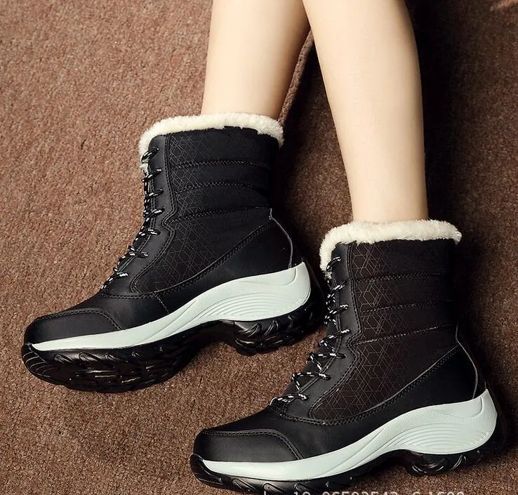 Women Boots Winter Warm Quality Mid-Calf Snow Boots Ladies Lace-up Comfortable Waterproof Booties Chaussures Femme Botas Mujer High Boots