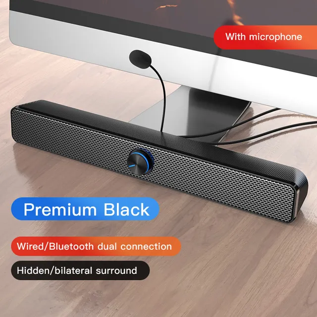 Freeshipping USB Wired Bluetooth Computer Speaker Powerful Bar Stereo Subwoofer Bass Speakers Surround Soundbar for PC Laptop TV Aux 3.5mm