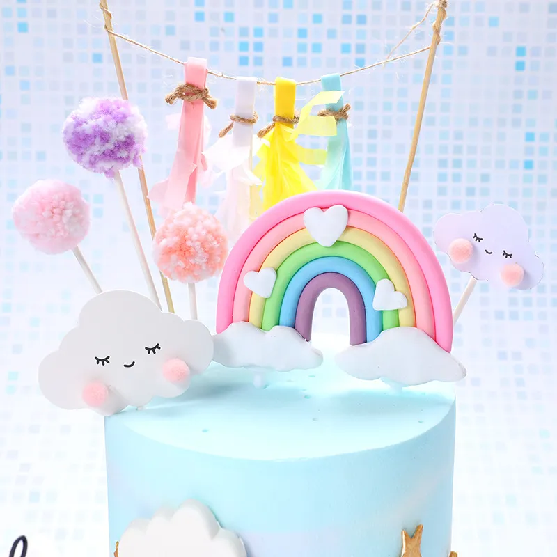 Décoration de gâteau arc-en-ciel pour gâteau de mariage ou d'anniversaire  Motif arc-en-ciel