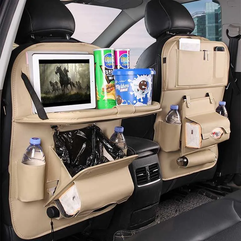 Organizzatore seggiolino auto PU Borsa portaocito in pelle pieghevole  tavolo seggiolino auto Borsa porta auto Accessori per auto