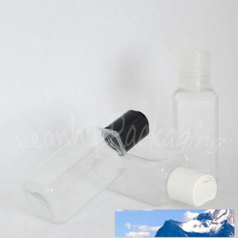 Tappo superiore del disco della bottiglia di plastica quadrata trasparente 50ML, bottiglia d'imballaggio dello sciampo/lozione 50CC, contenitore cosmetico vuoto