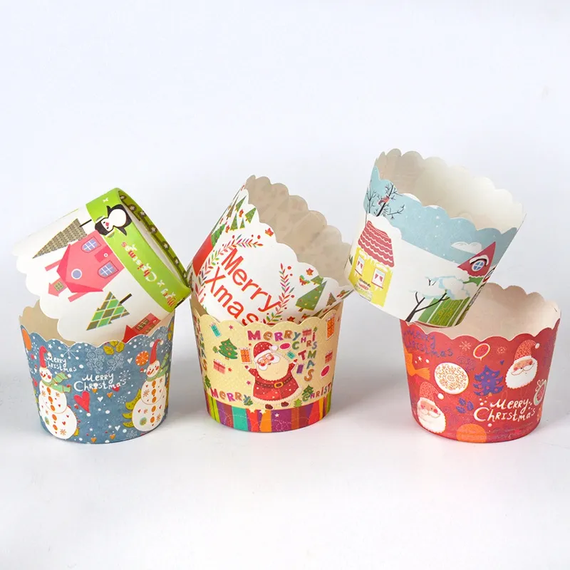 50pcs Cartoon Cupcake Paper Cups Greaseproof Cute Cupcake Wrapper Paper Wedding Party Baking Cup Cupcake Liners VT1634